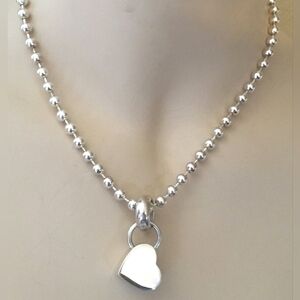 Rare Silpada 925 Sterling Bead Ball Chunky Heart Pendant Necklace